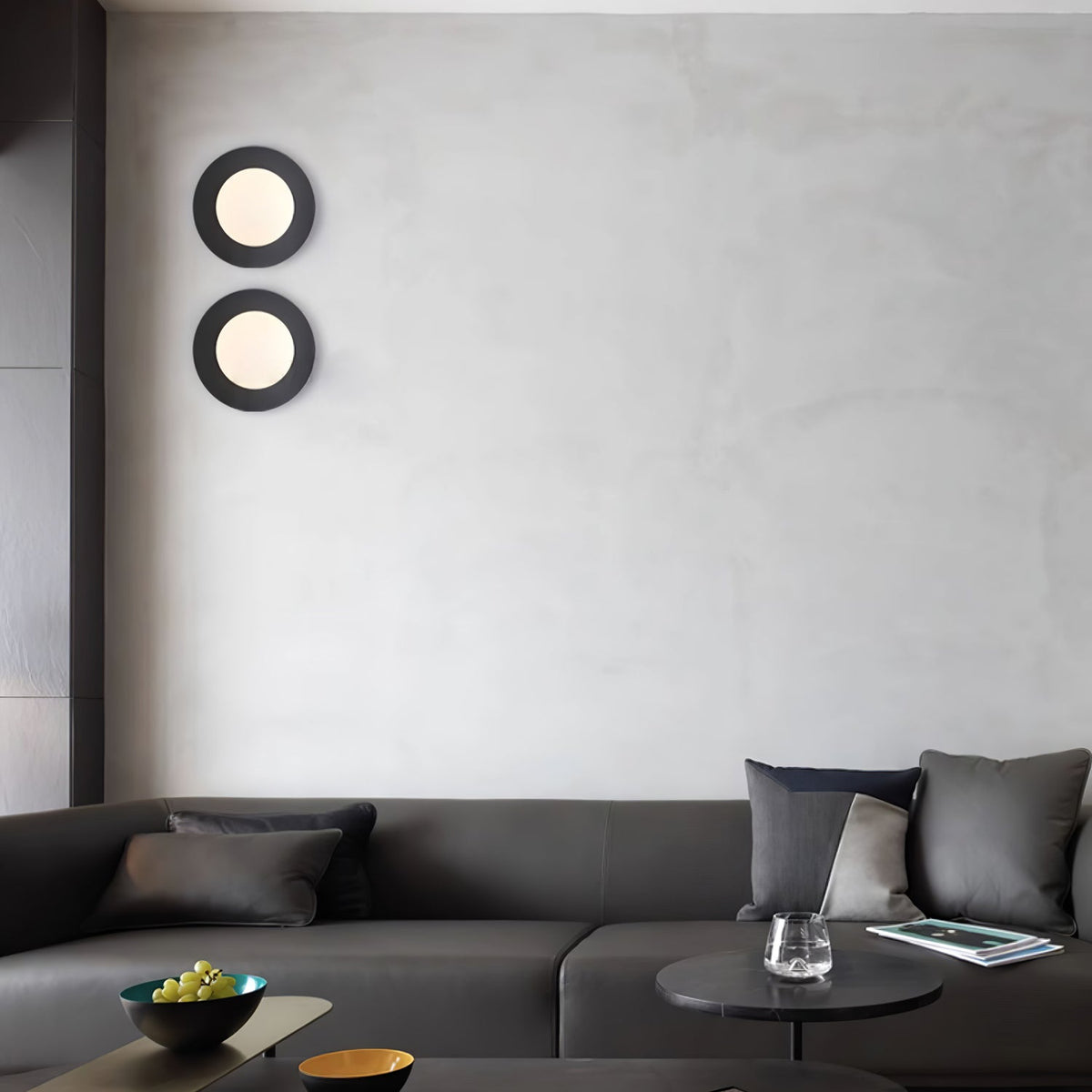 Elem aplique de pared moderno minimalista redondo de arte en latón y vidrio