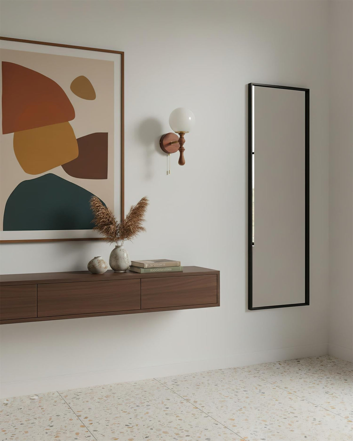 Aplique de pared de madera nogal