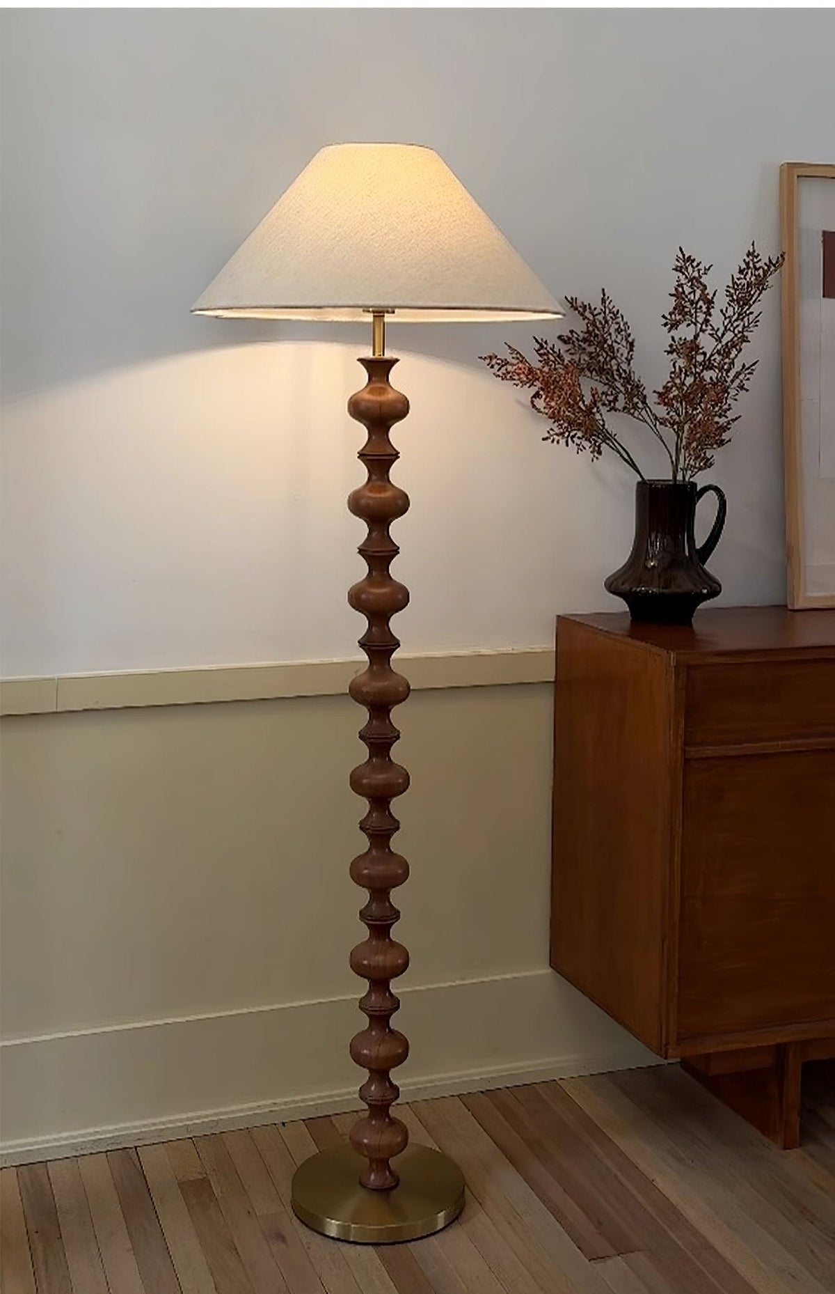 Sylirora lámpara de pie de madera y tejido