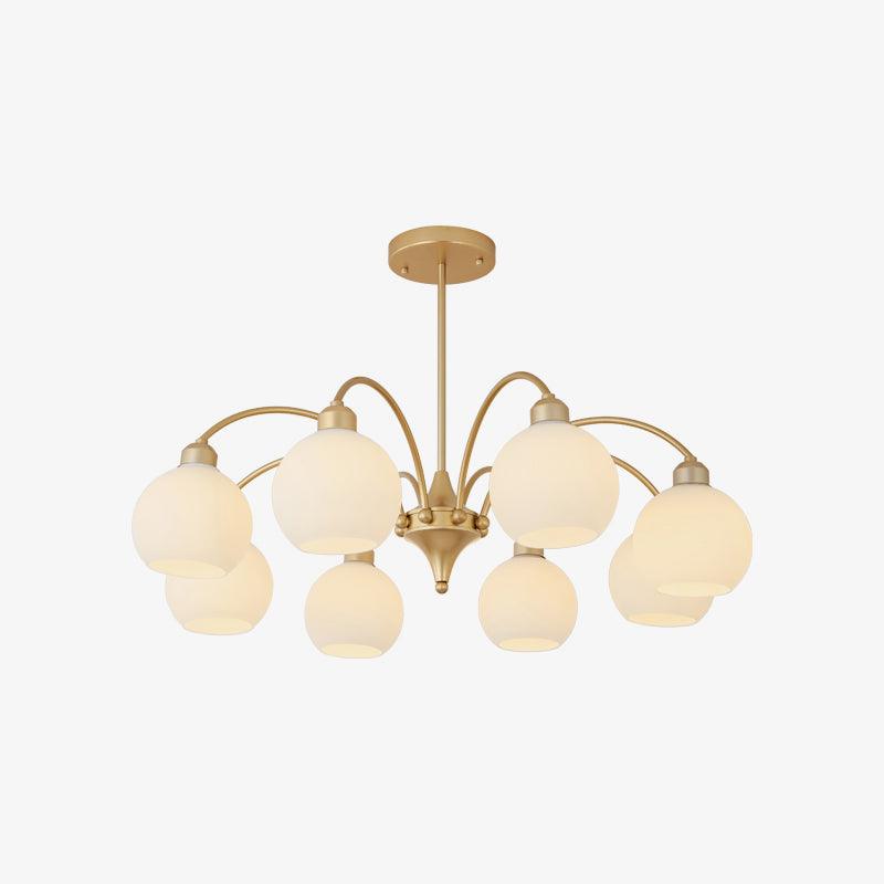 Zusk lámpara de araña esculpida en vidrio dorado moderna 8-Light