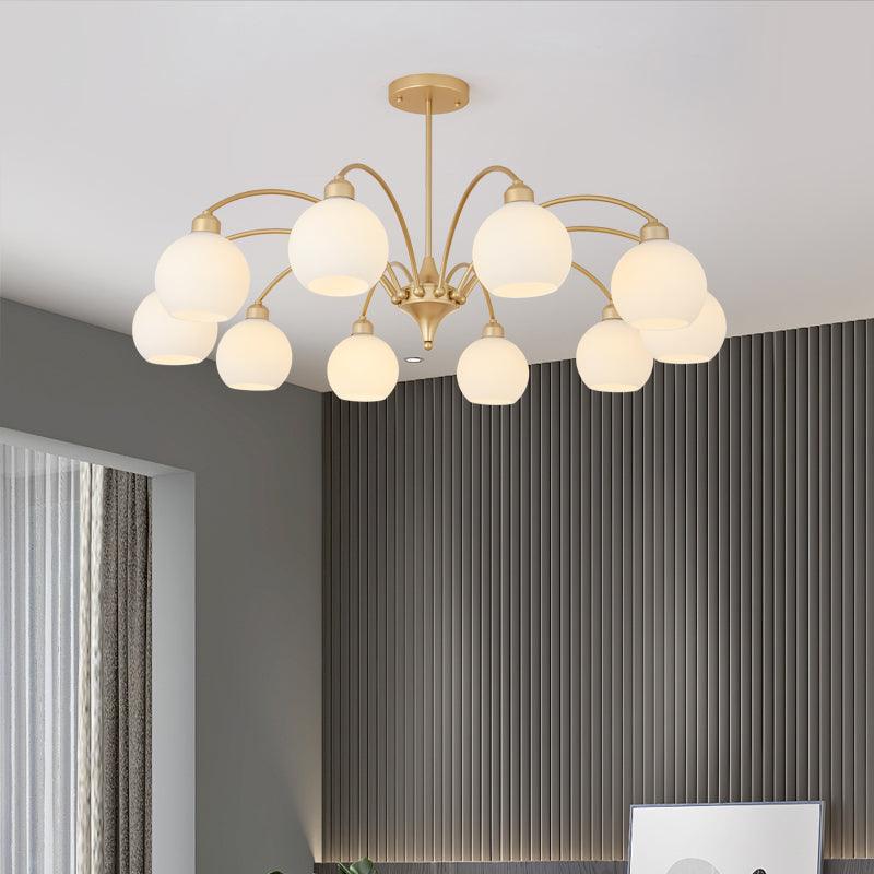 Zusk lámpara de araña esculpida en vidrio dorado moderna 8-Light