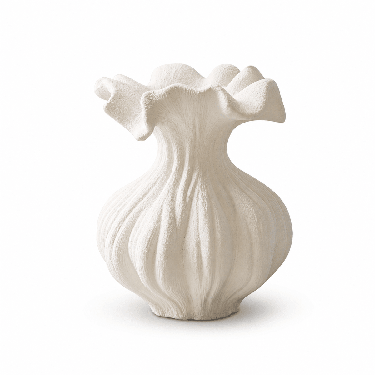 Sculptural Vaso de textura arenosa color marfil