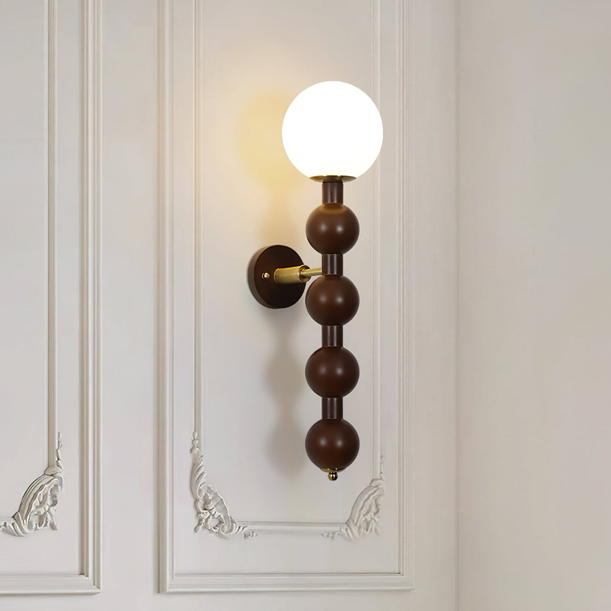 Aplique de pared Gourd en madera, metal y vidrio estilo moderno