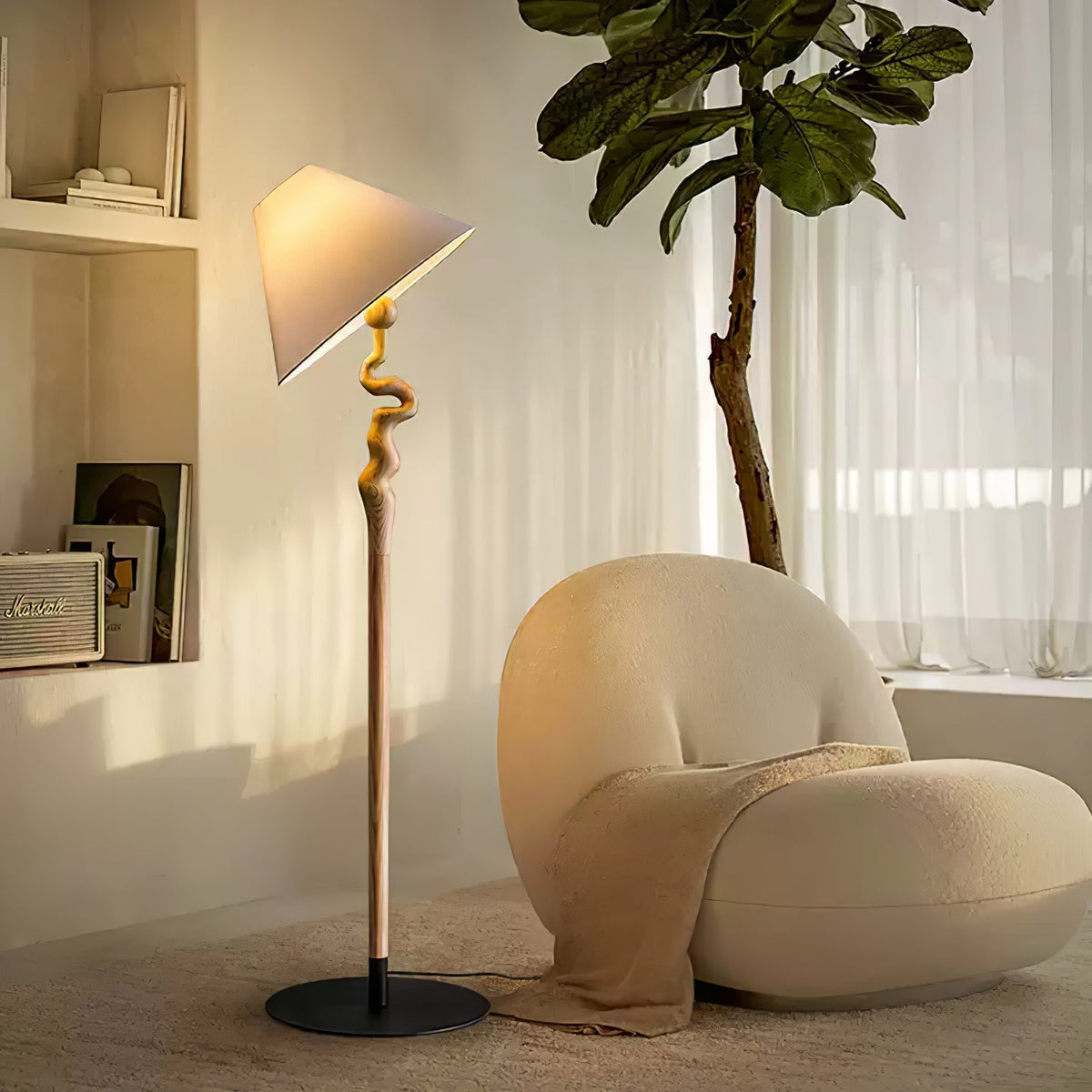 Avloril lámpara de pie artística de madera