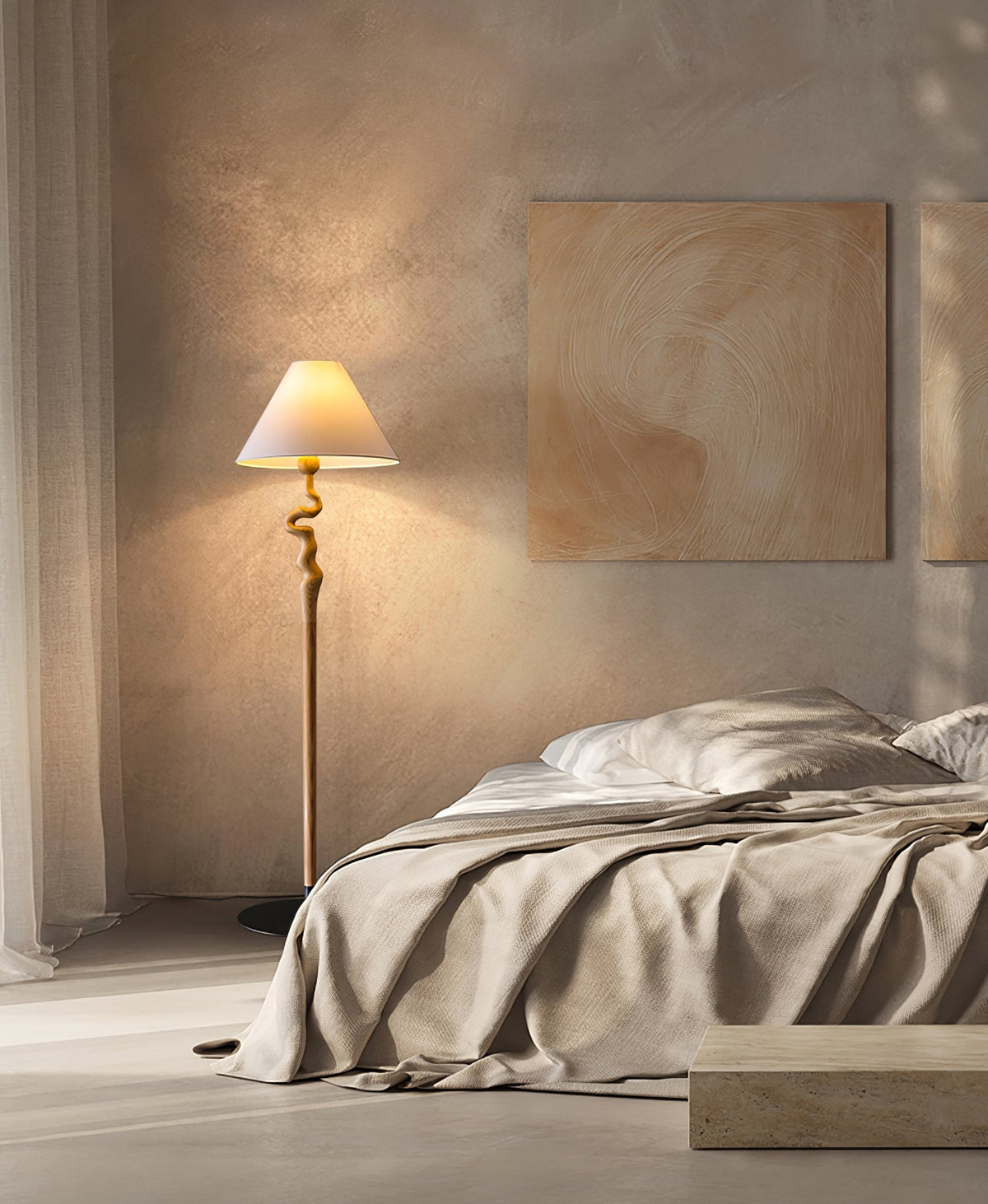 Avloril lámpara de pie artística de madera