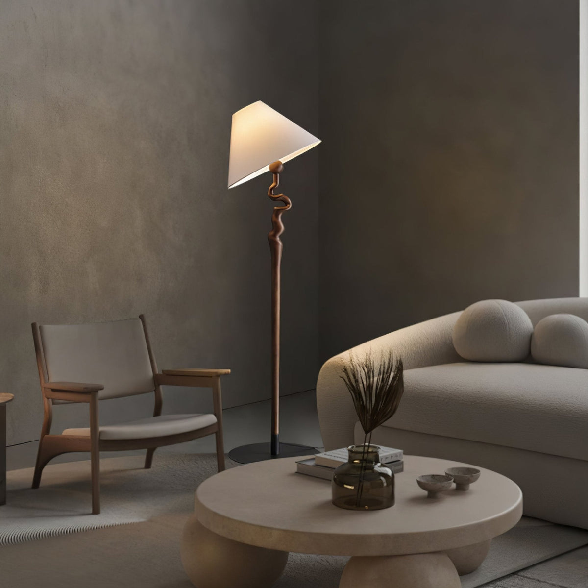 Avloril lámpara de pie artística de madera