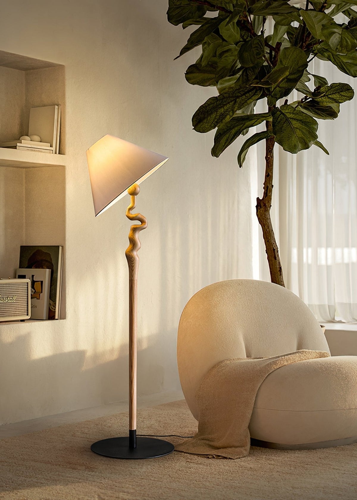 Avloril lámpara de pie artística de madera