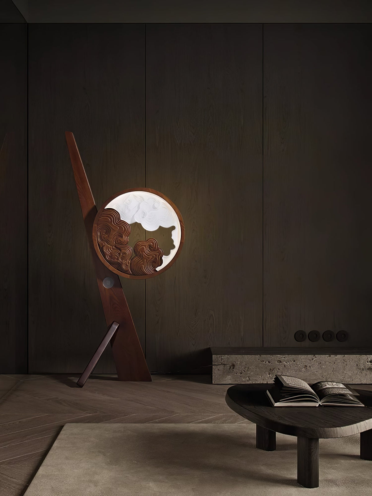 Cunoreth lámpara de mesa rústica de madera