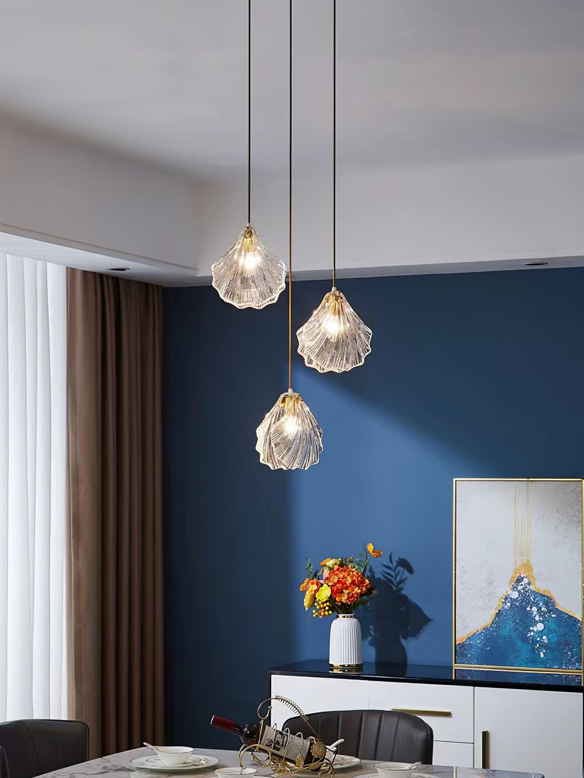 Veda lámpara colgante de vidrio con caparazón artístico y elegante