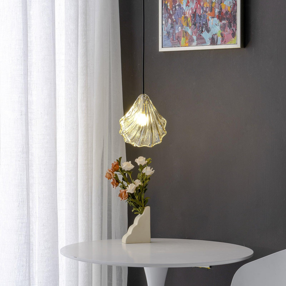Veda lámpara colgante de vidrio con caparazón artístico y elegante