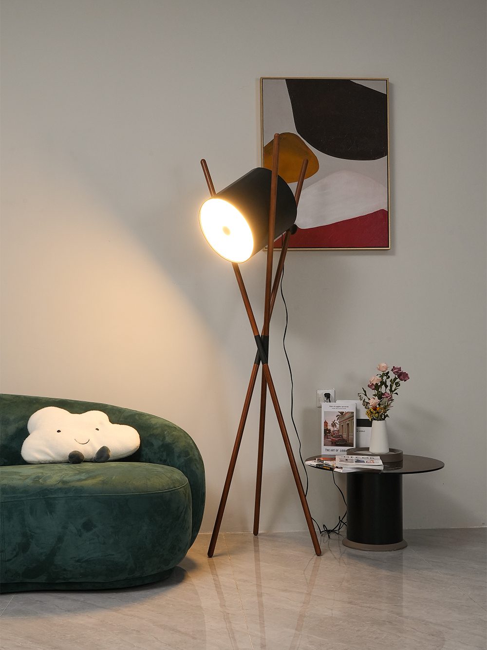 Syloena lámpara de pie contemporánea de madera