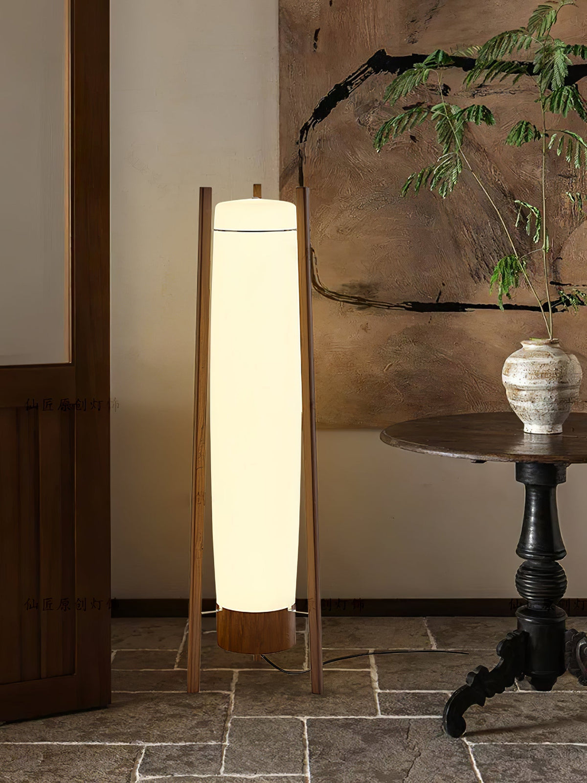 Zezoraril Wabi-Sabi lámpara de pie de madera de nogal