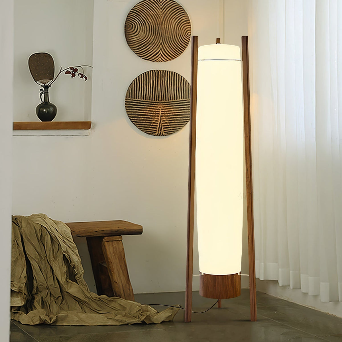 Zezoraril Wabi-Sabi lámpara de pie de madera de nogal