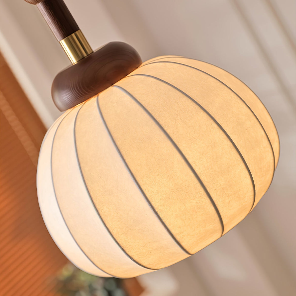 Livenor lámpara colgante de seda y madera escandinava