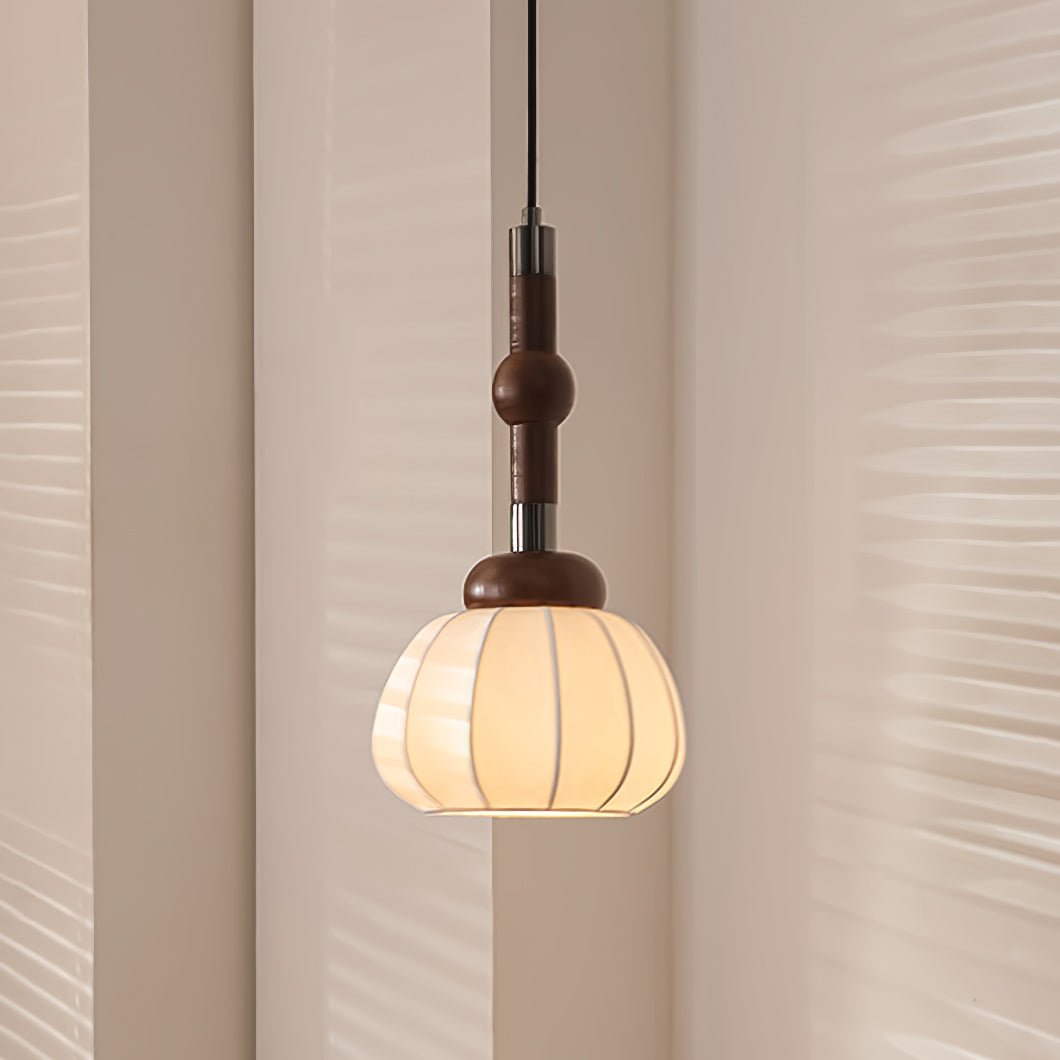 Livenor lámpara colgante de seda y madera escandinava