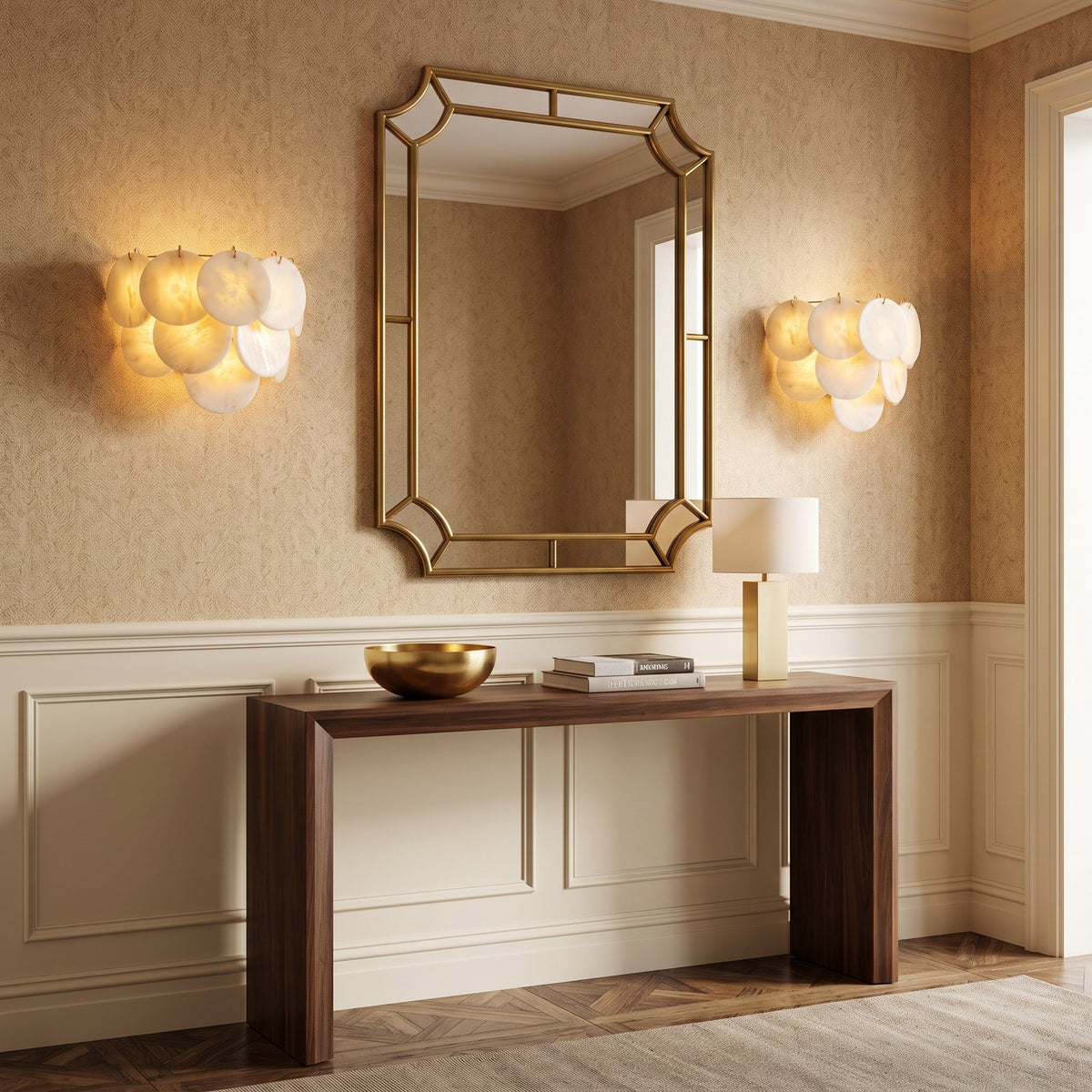 Pemberhurst Aplique de pared con discos de alabastro