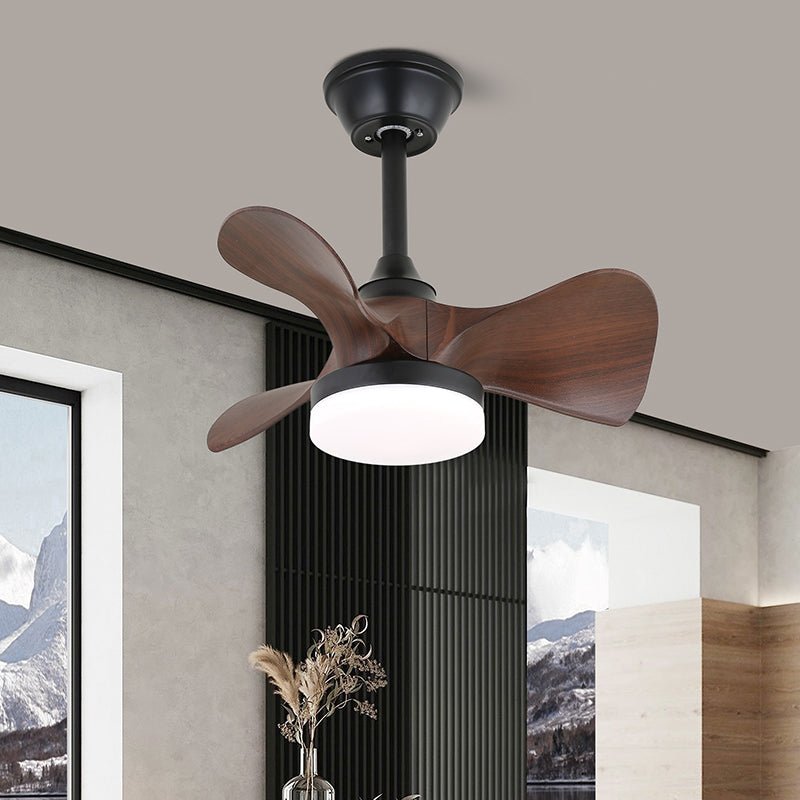 Elvelira ventilador de techo con luz minimalista negro madera