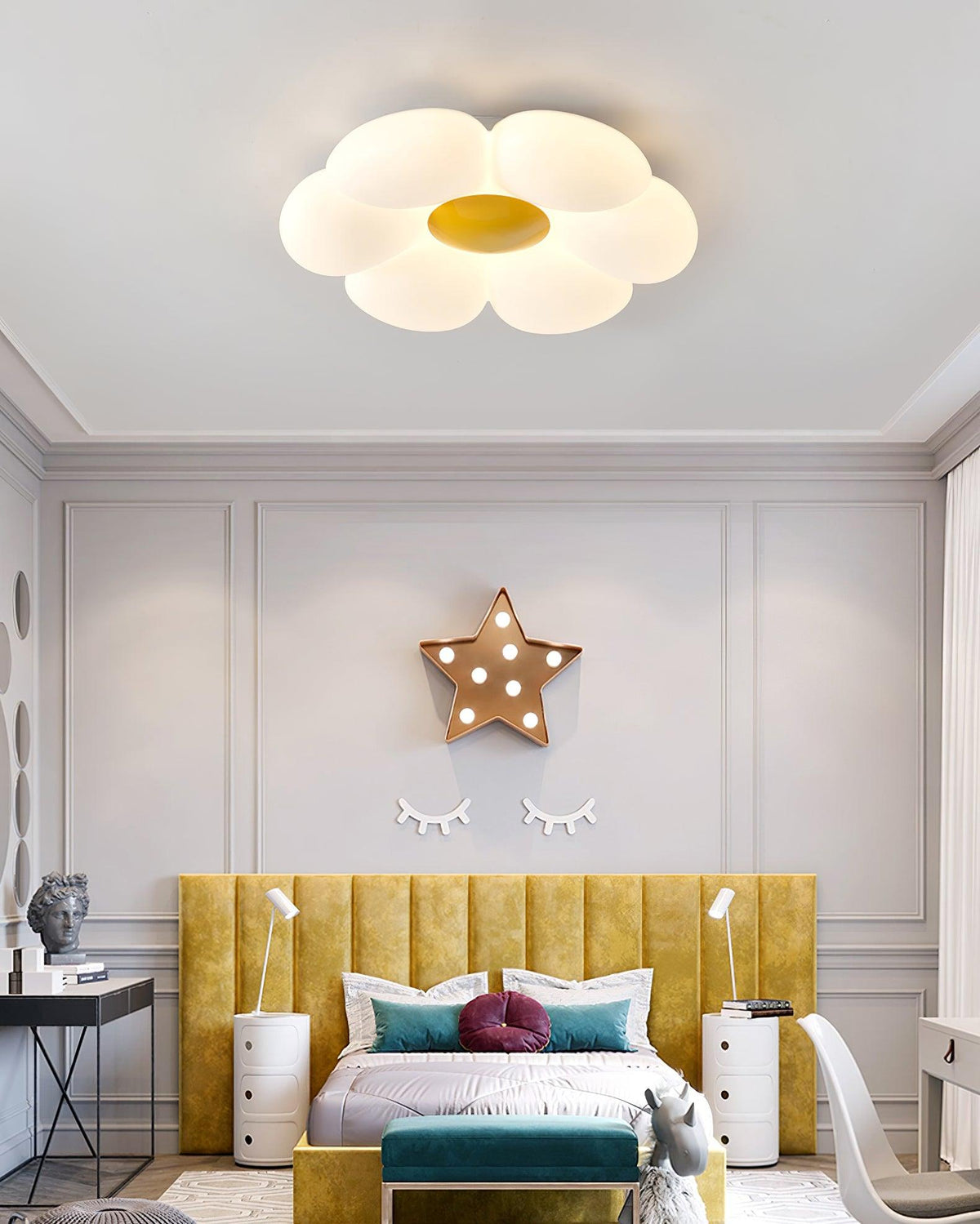Liorinella lámpara de techo Six-Leaf Flower para habitación infantil