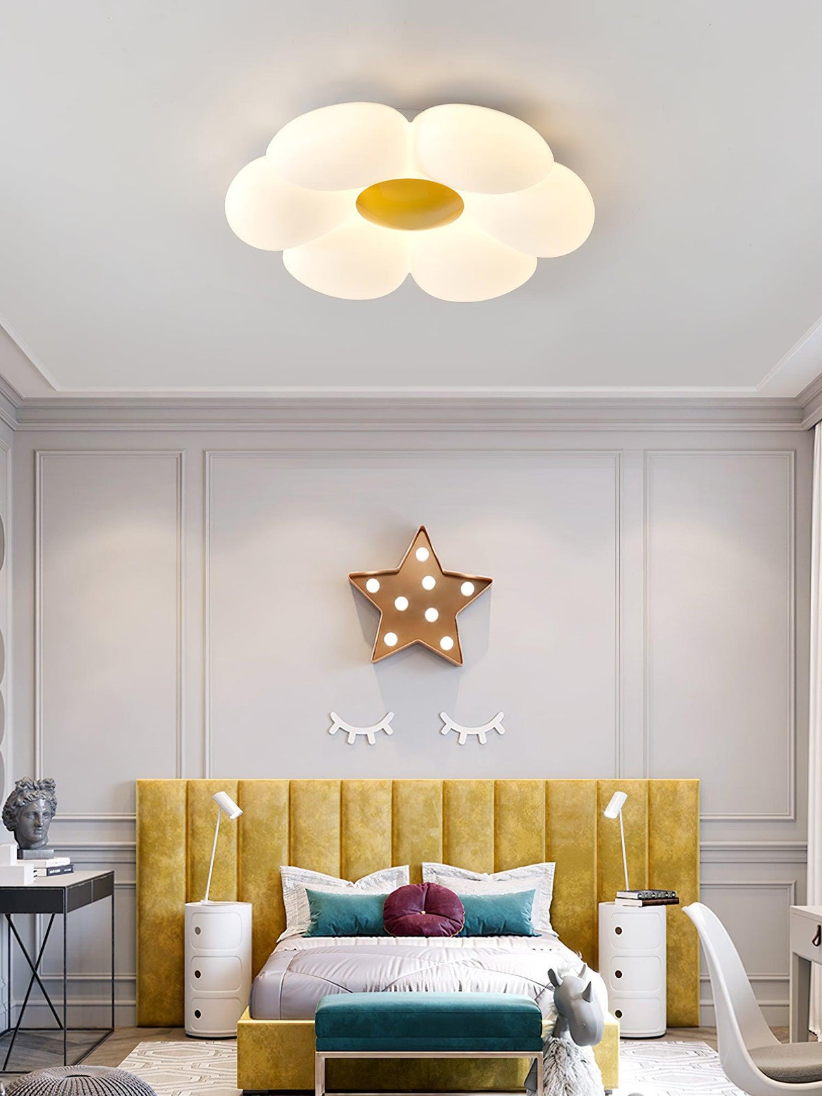 Liorinella lámpara de techo Six-Leaf Flower para habitación infantil
