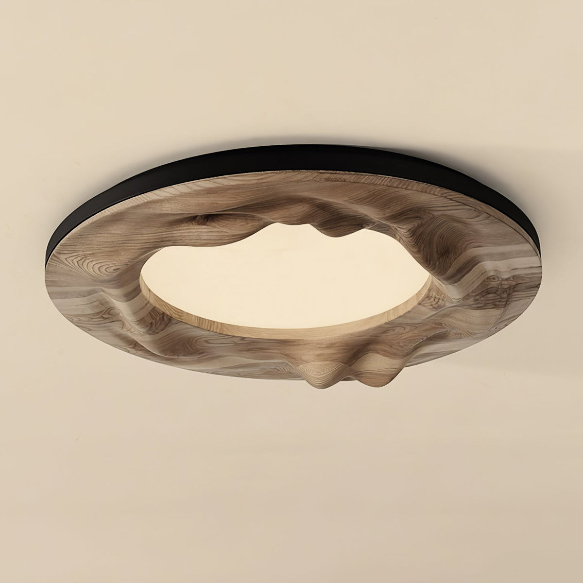 Rinarena lámpara de techo madera ondulaciones orgánicas tranquilidad