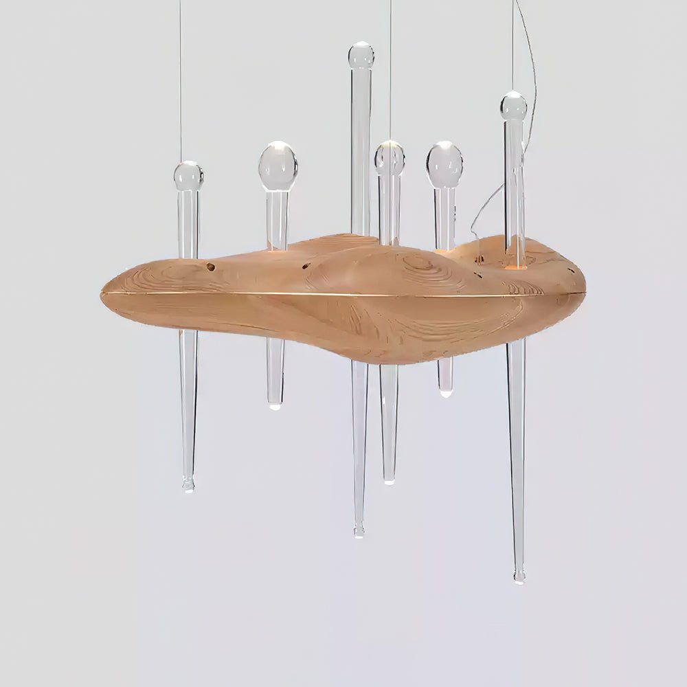 Umare lámpara colgante Whimsical de vidrio y madera