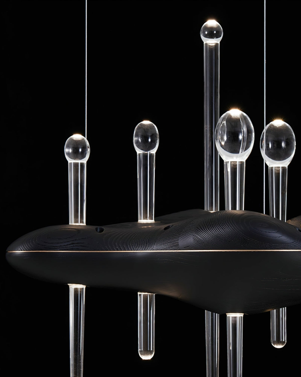 Umare lámpara colgante Whimsical de vidrio y madera