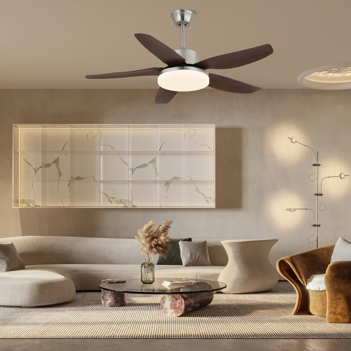 Eland ventilador de techo con luz de madera