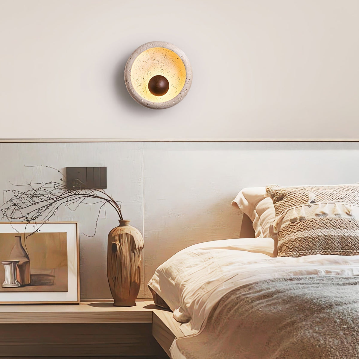 Serinaria aplique de pared de travertino en forma de órbita