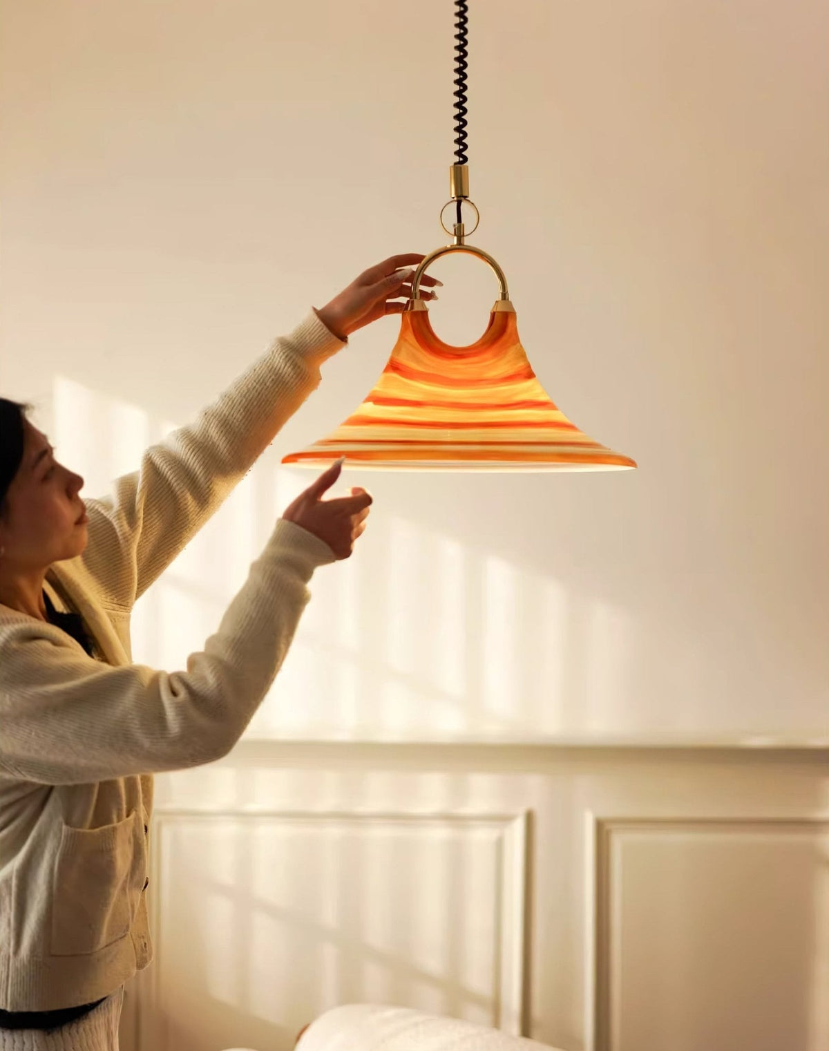 Aurmiros lámpara colgante moderna minimalista de vidrio con diseño en espiral