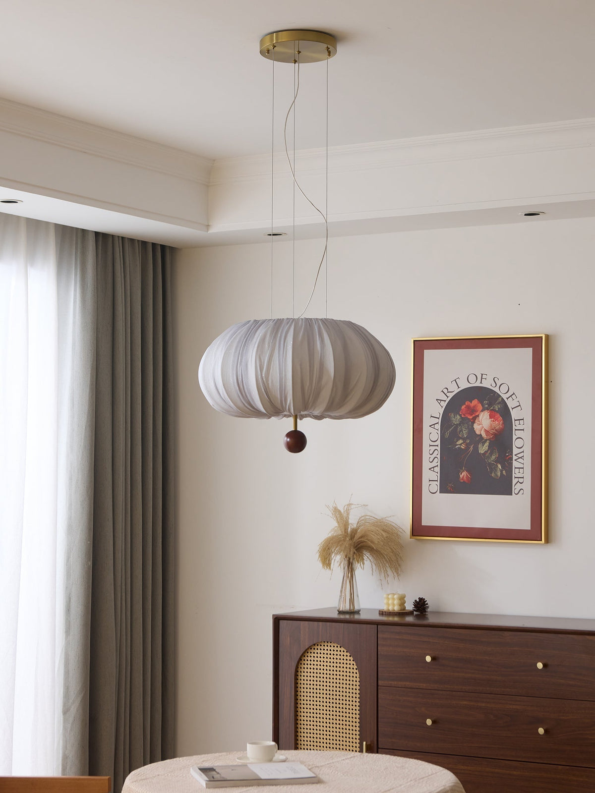 Vasilen lámpara de techo Premium nórdica con globos de madera y tejido