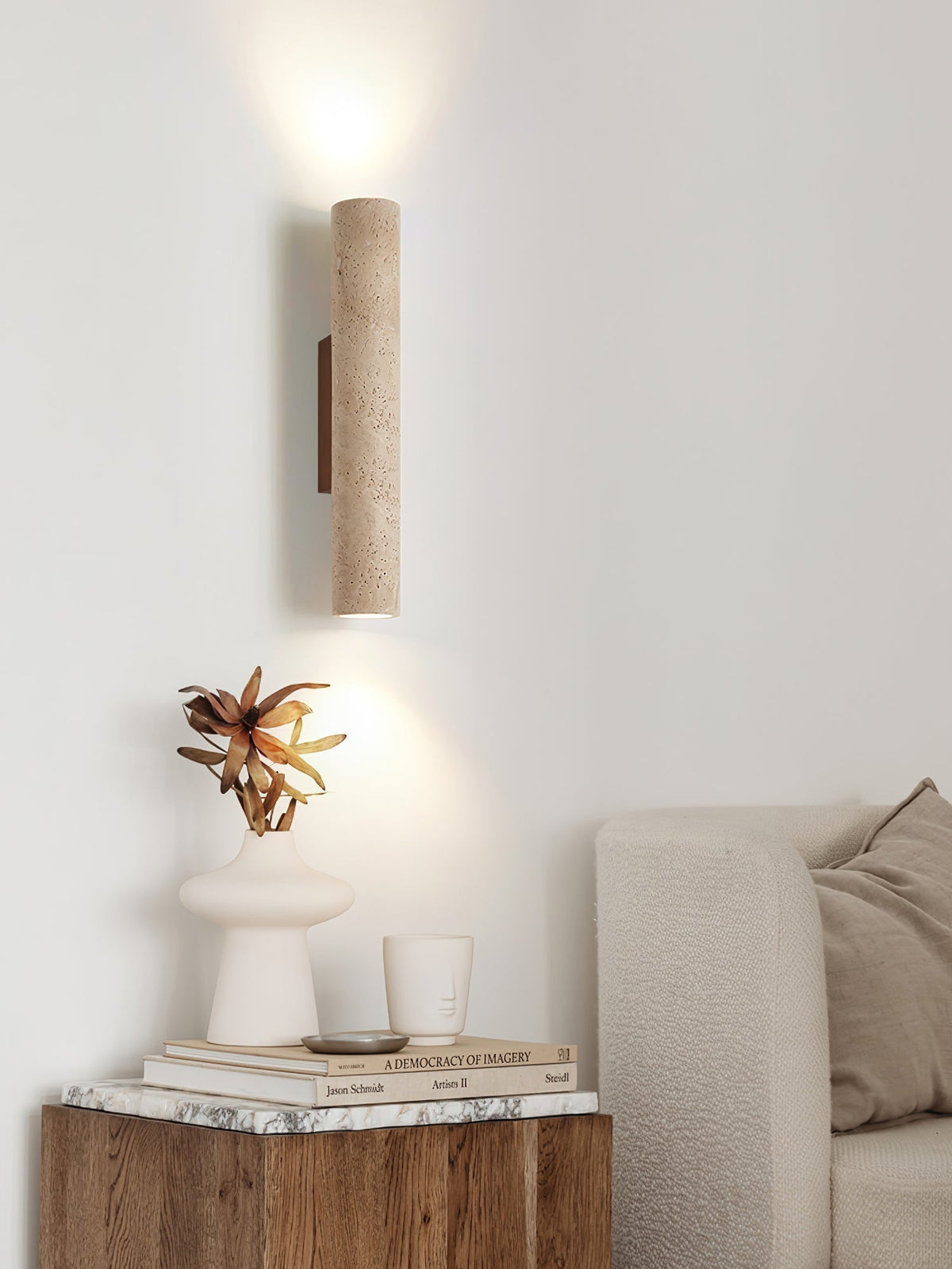 Seranise Slim Cylinder travertino aplique de pared