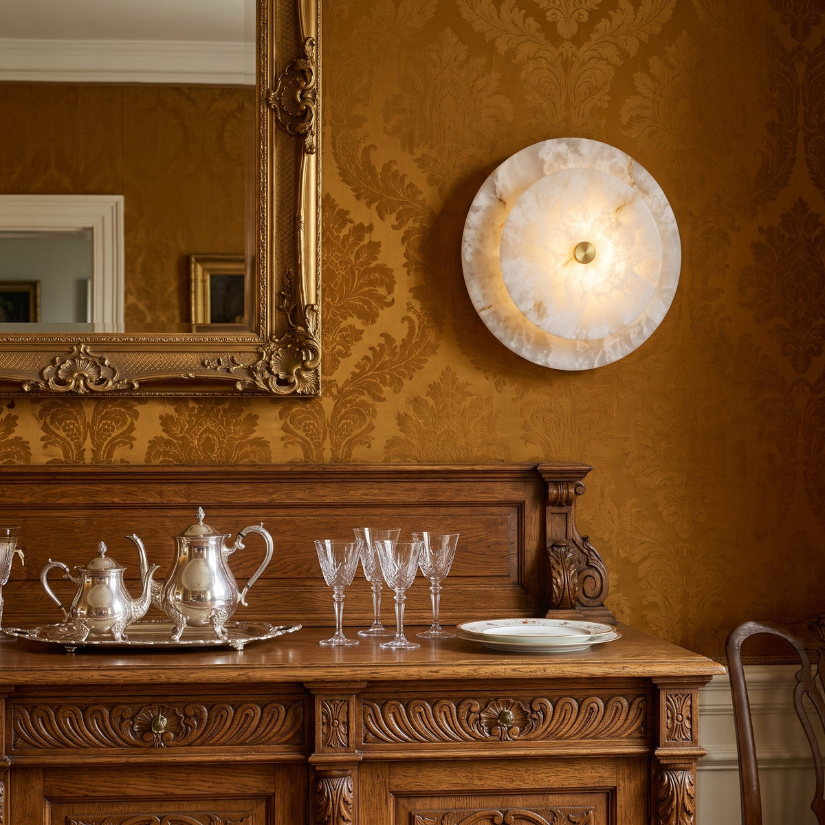 Ravelford Aplique de pared con disco de alabastro