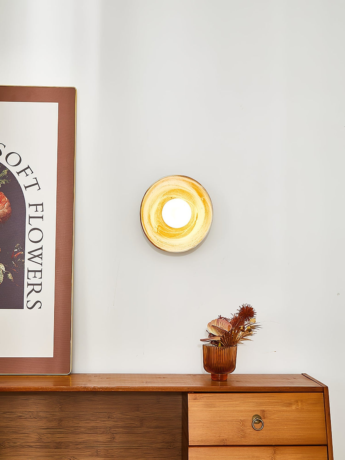 Solune aplique de pared moderno minimalista de vidrio y madera