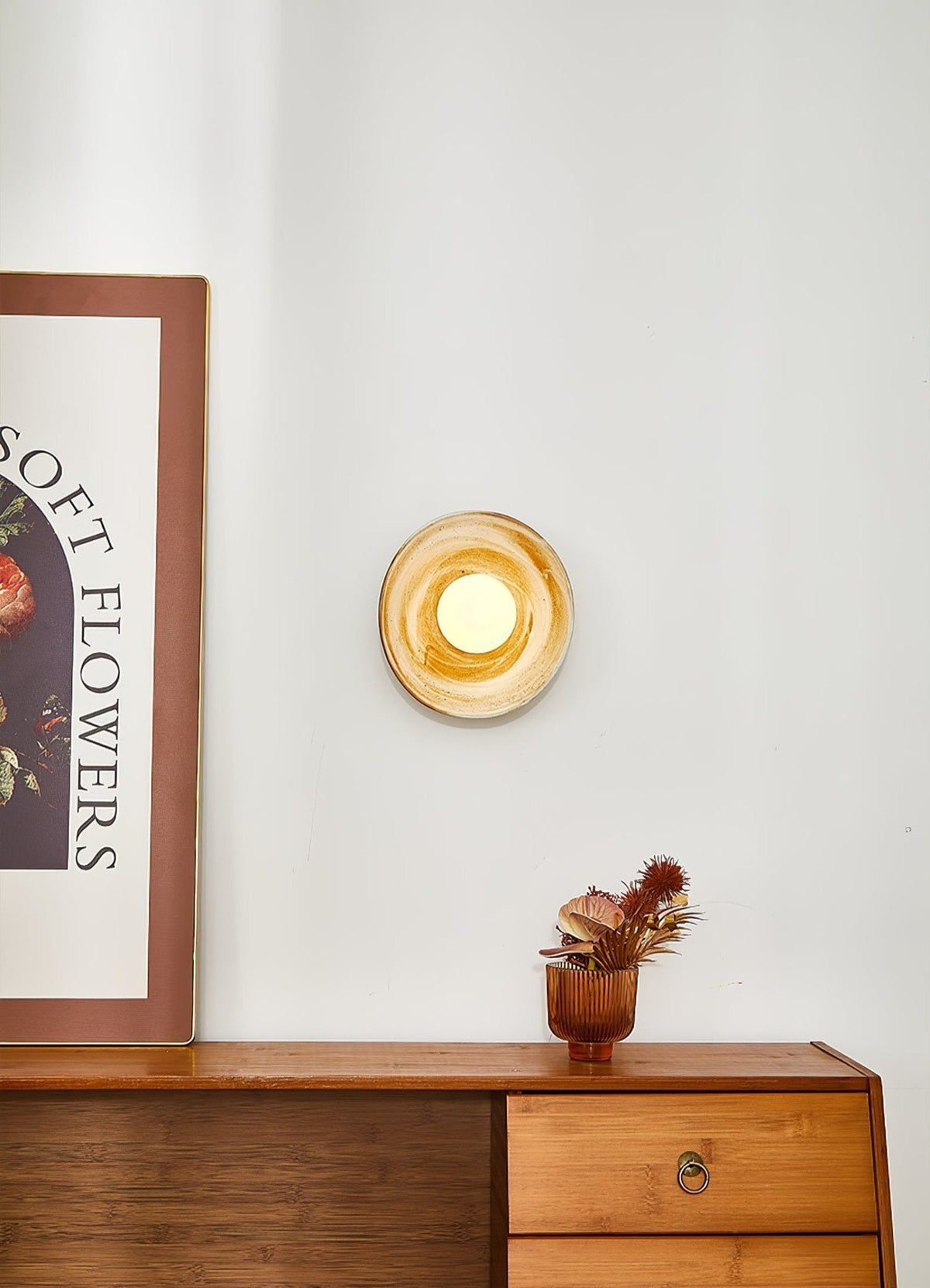 Solune aplique de pared moderno minimalista de vidrio y madera