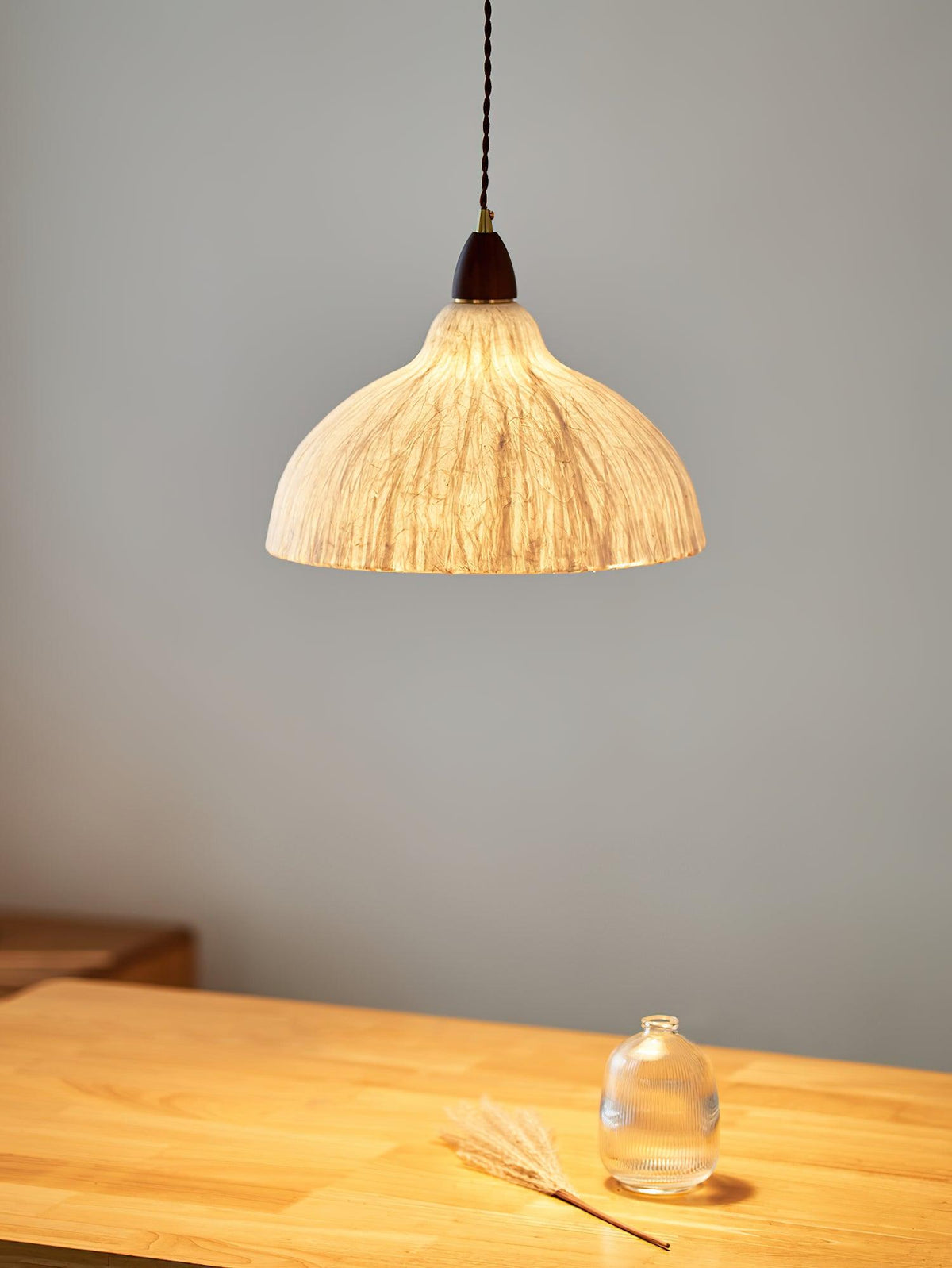 Locan lámpara colgante de papel y madera