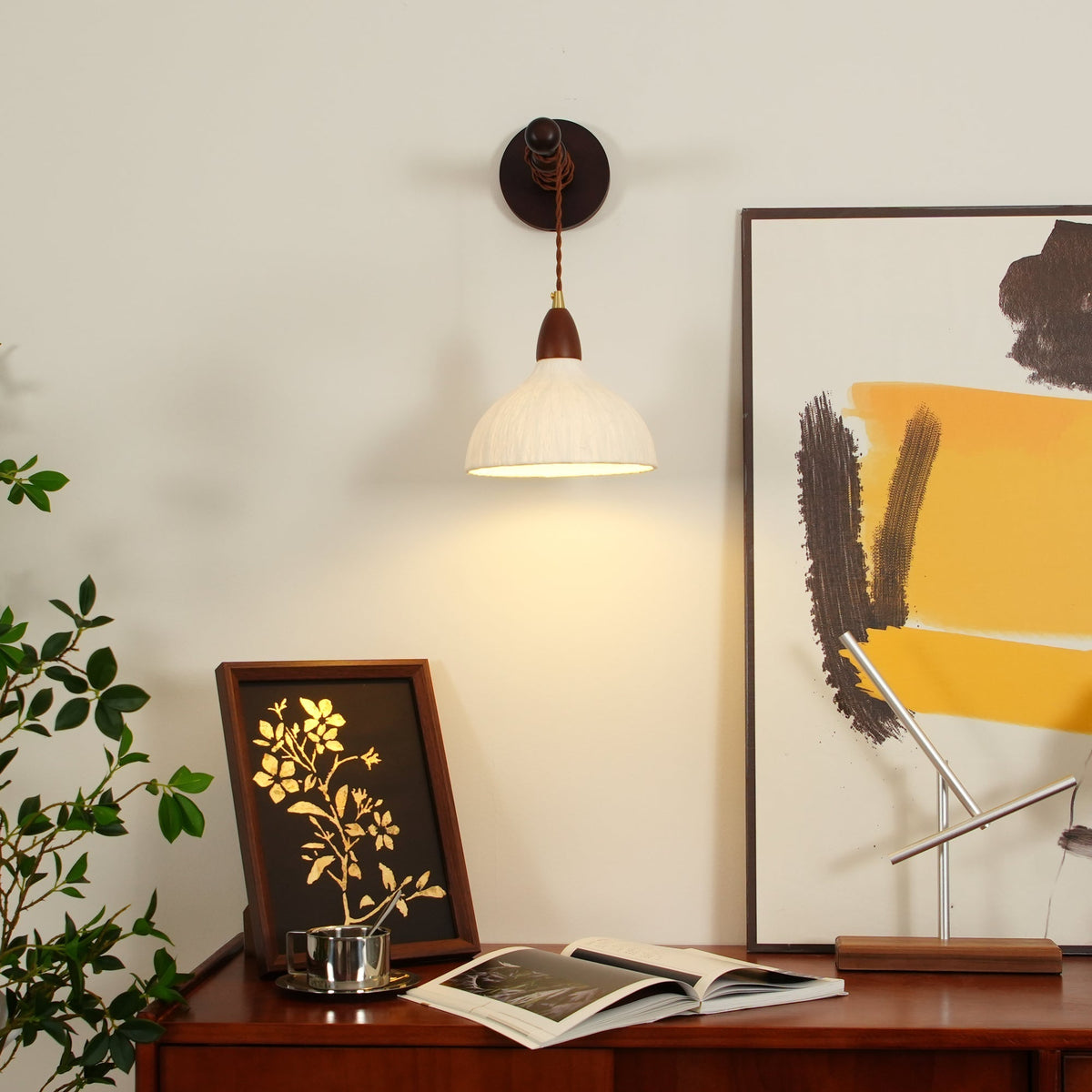 Vitheos aplique de pared elegancia Natural de madera de nogal