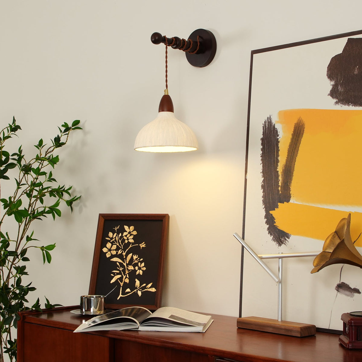 Vitheos aplique de pared elegancia Natural de madera de nogal