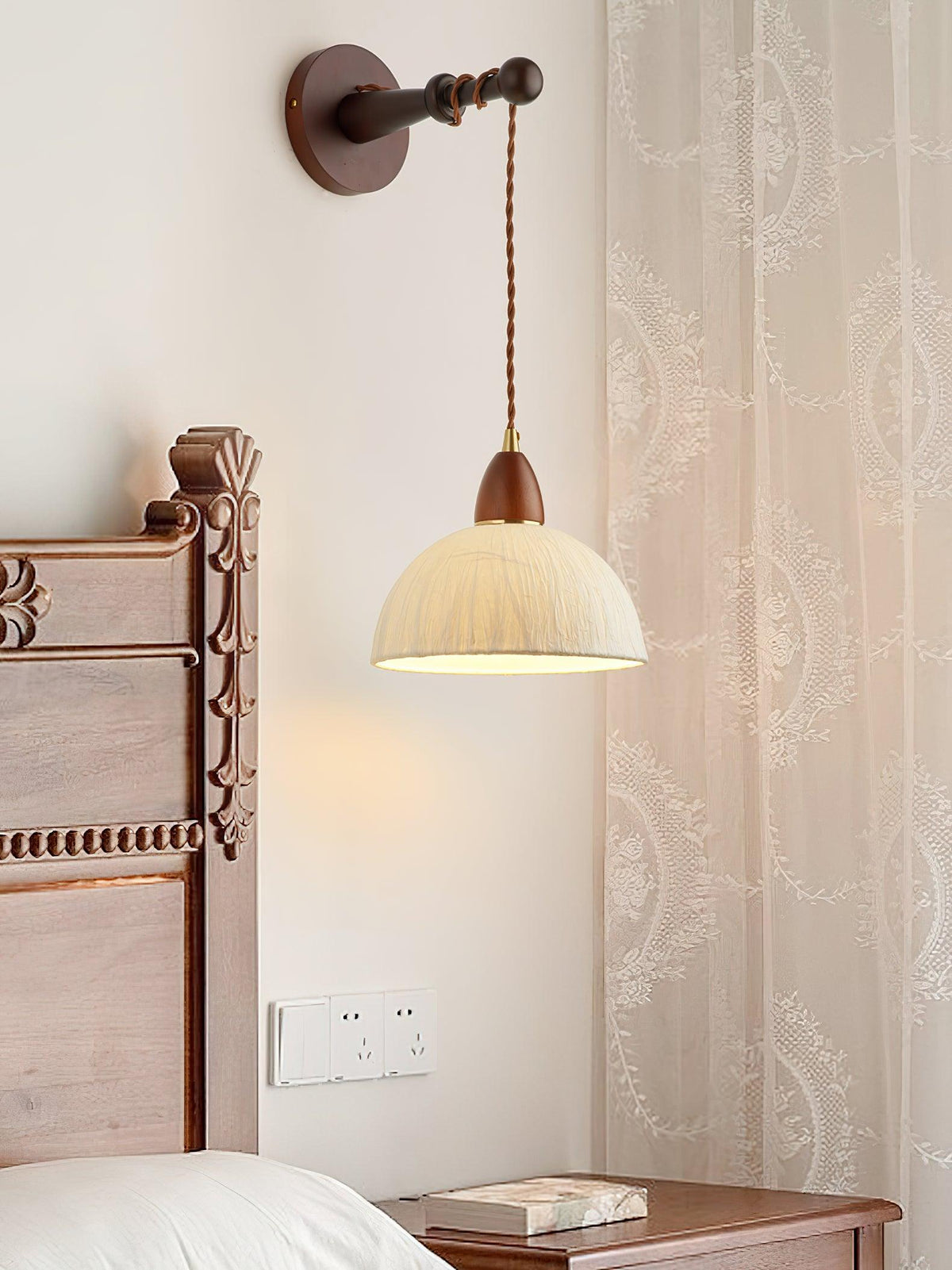 Vitheos aplique de pared elegancia Natural de madera de nogal