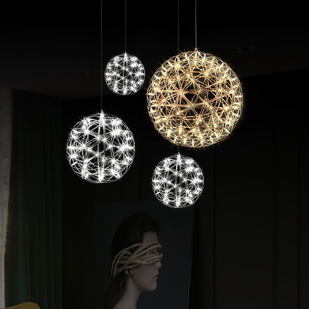 Delcourt plateado lámpara colgante Spark Ball