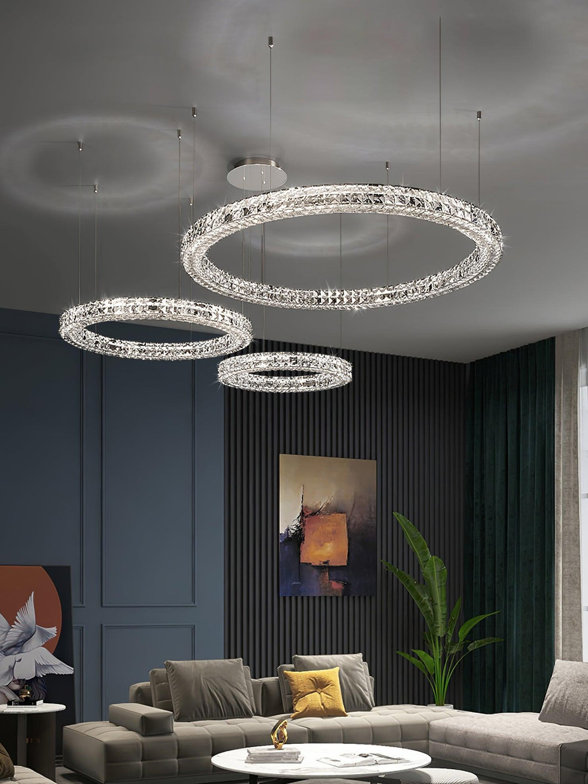 Luxerian lámpara de araña anillos de cristal Spiridon Luxe