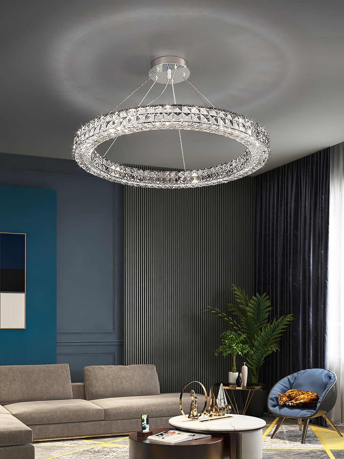 Luxerian lámpara de araña anillos de cristal Spiridon Luxe