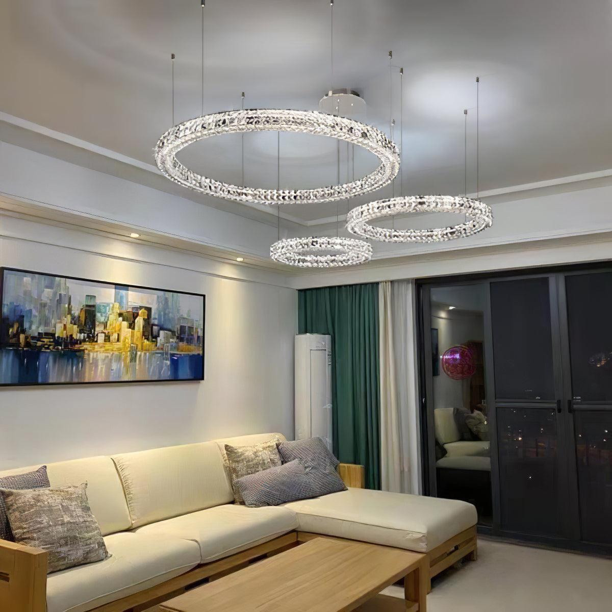 Luxerian lámpara de araña anillos de cristal Spiridon Luxe