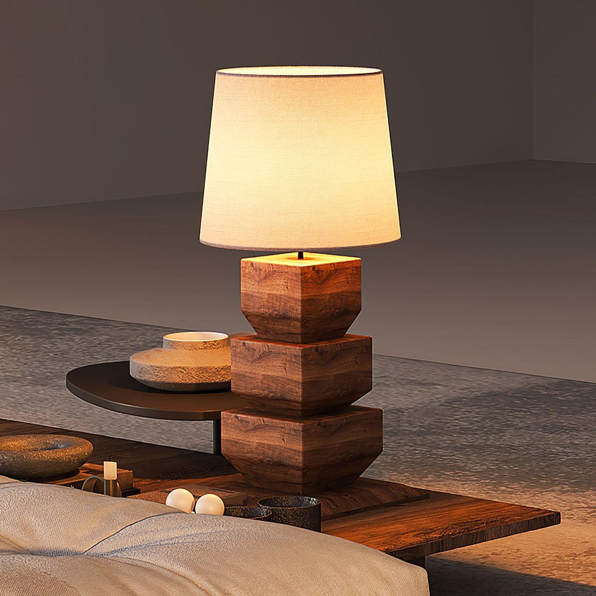 Saev lámpara de mesa apilada de madera