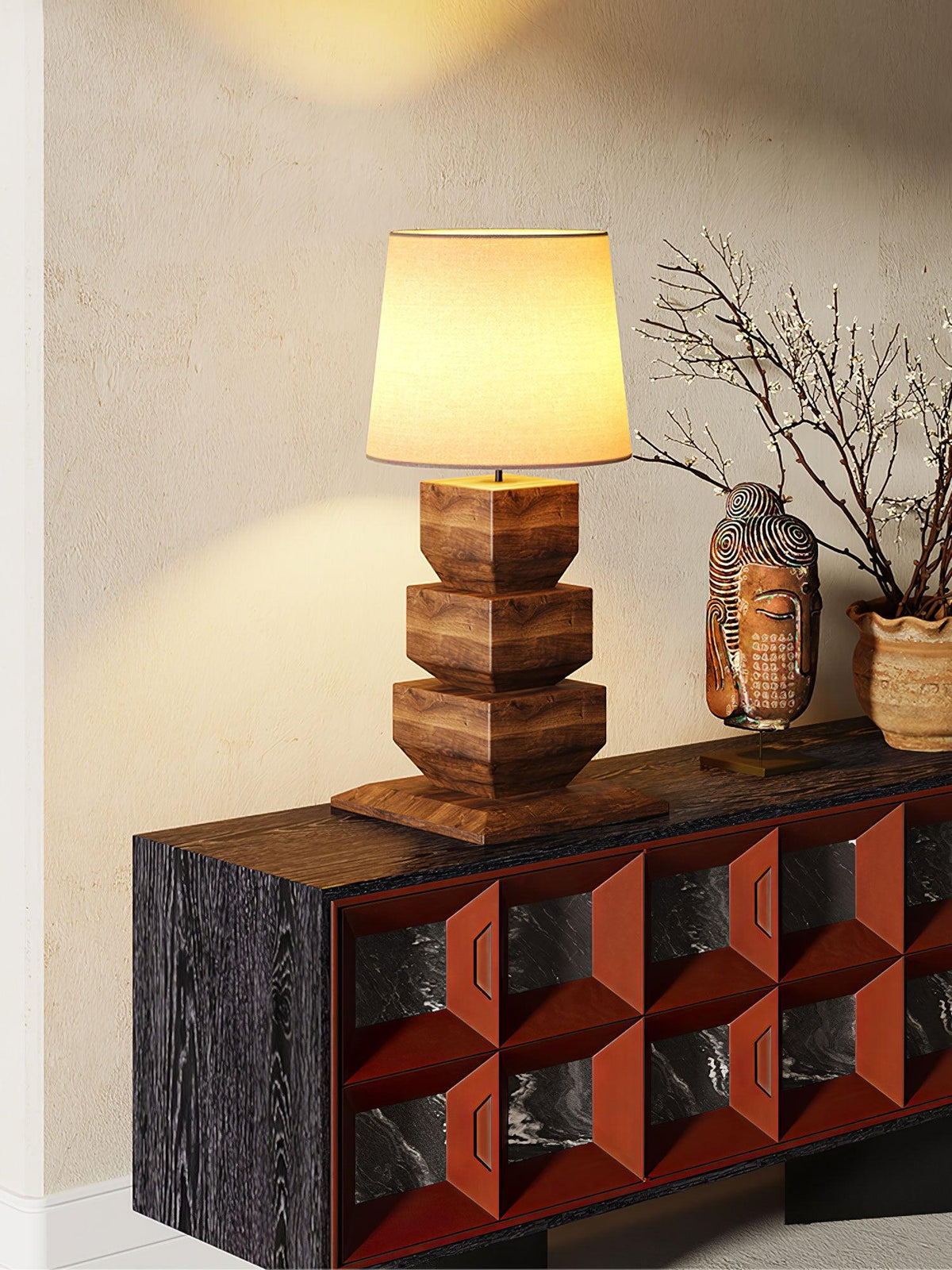 Saev lámpara de mesa apilada de madera