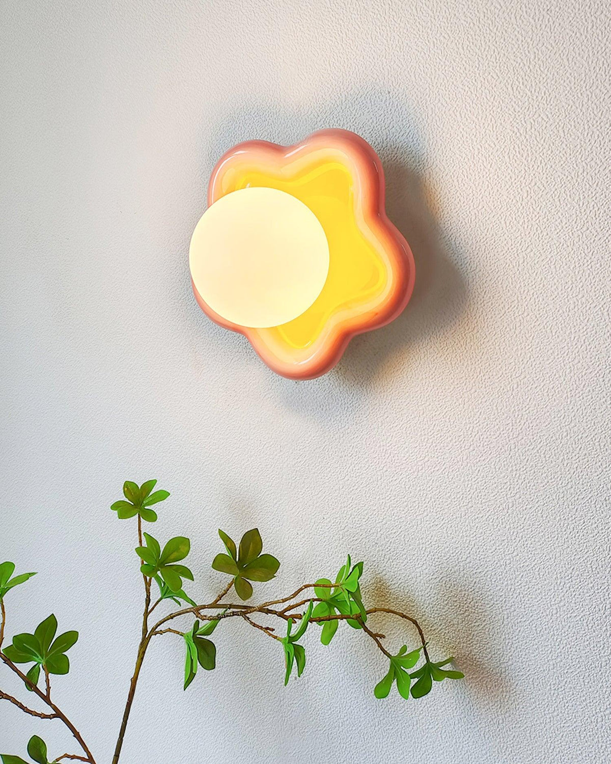 Petani aplique de pared rosa y amarillo forma flor