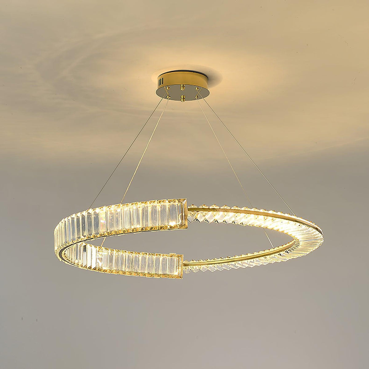 Cyrerira lámpara de araña Stella LED cristal Anillo