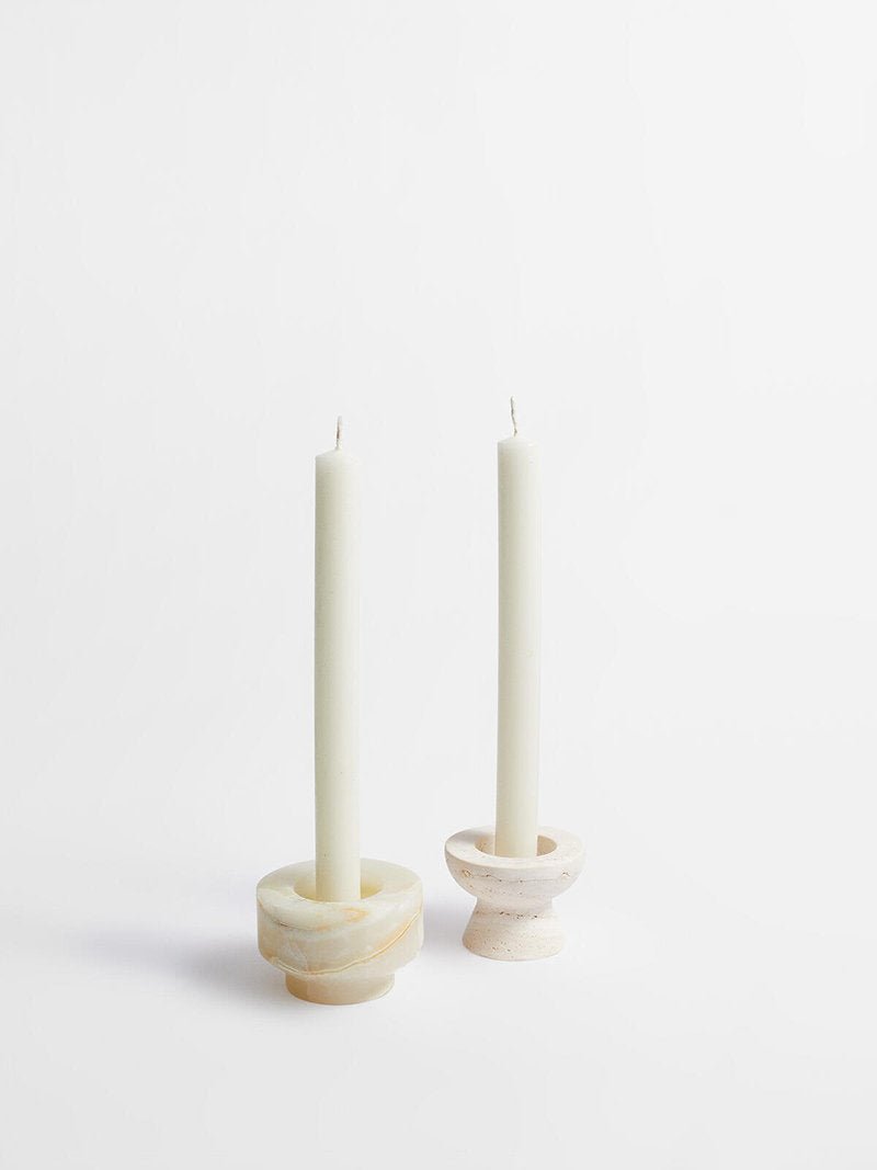 Nerinise Juego de soportes para velas de piedra