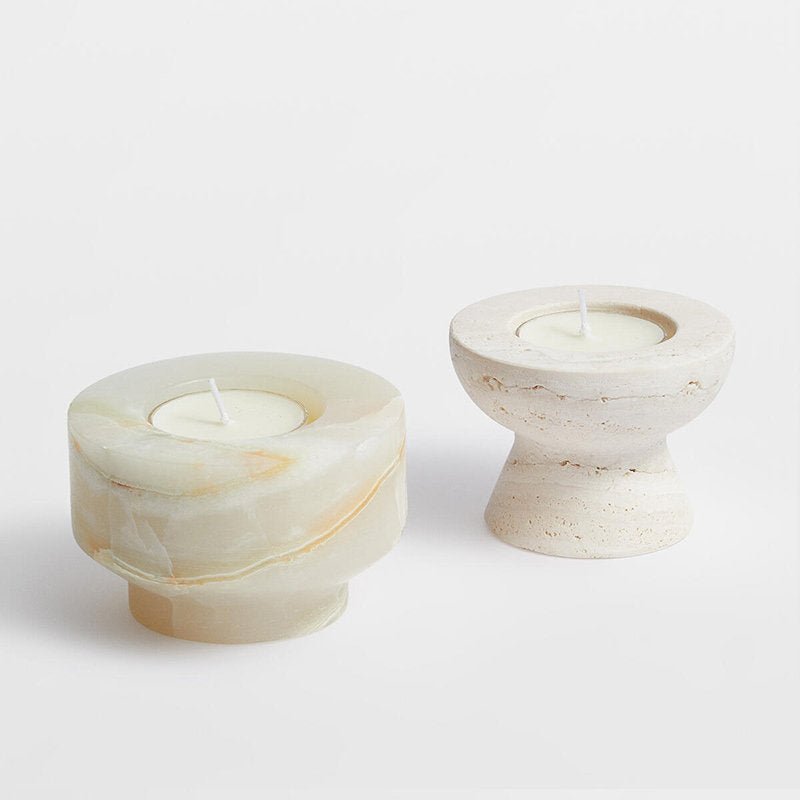 Nerinise Juego de soportes para velas de piedra