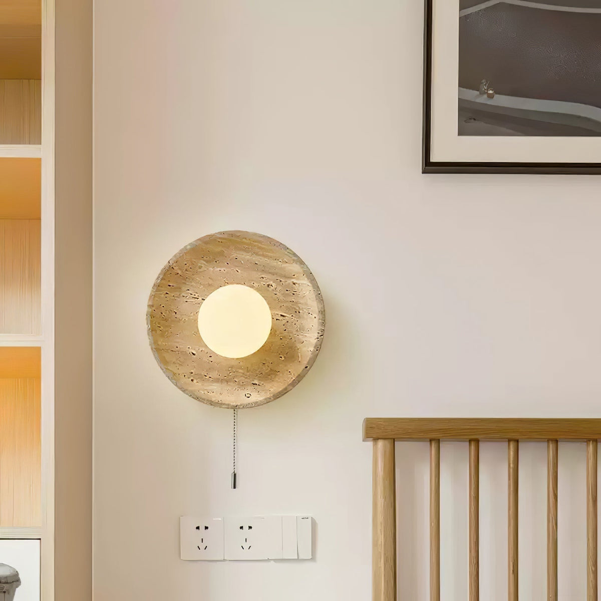 Tavik Bowl-Frame travertino aplique de pared