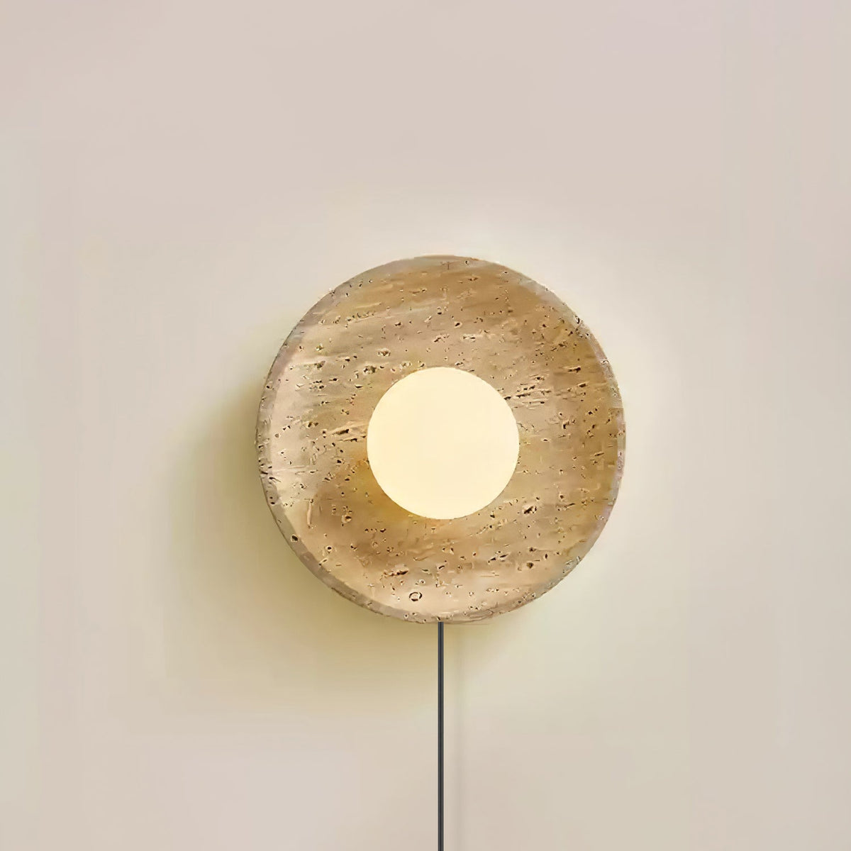 Hylso aplique de pared con pantalla de travertino